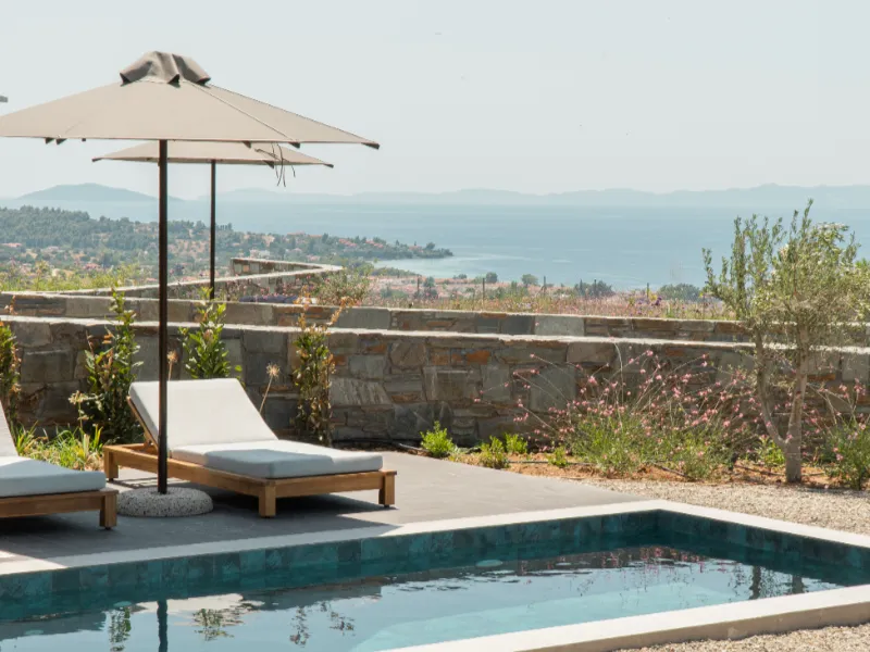One Bedroom Suite terrace view of the Aegean Sea